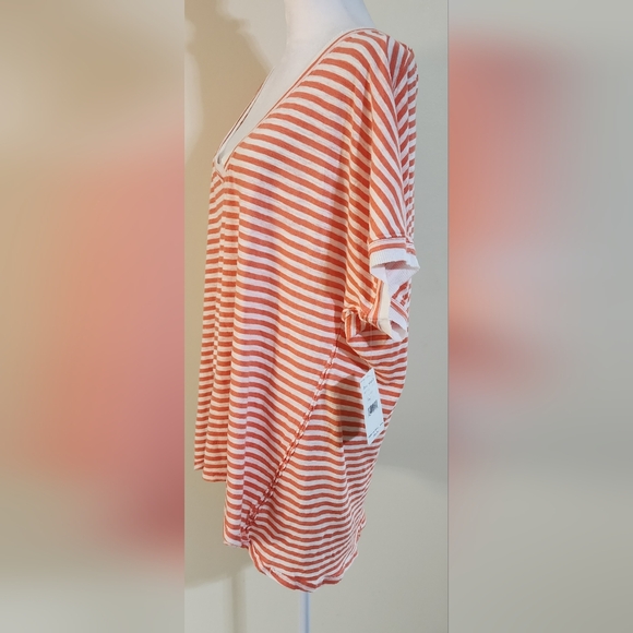 NEW Free People We The Free Size M Take Me Orange Striped Boho T-shirt - Picture 8 of 14